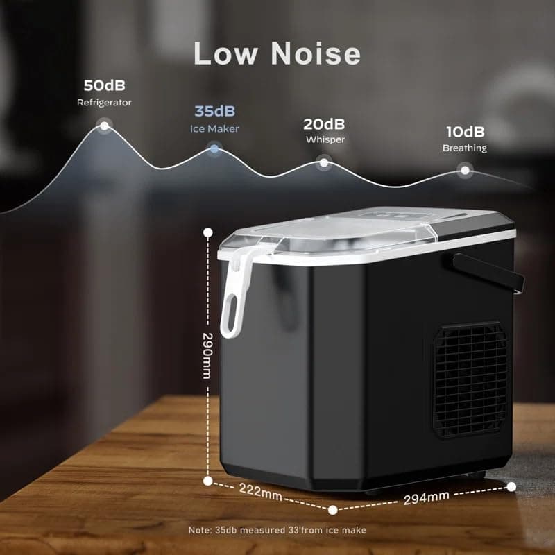 Ice Maker Countertop, Portable Ice Machine with Carry Handle, Self-Cleaning Ice Makers with Basket and Scoop, 9 Cubes in 6 Mins, 26 lbs per Day, Ideal for Home, Kitchen, Camping, RV, Black Black 26lbs - Image 6