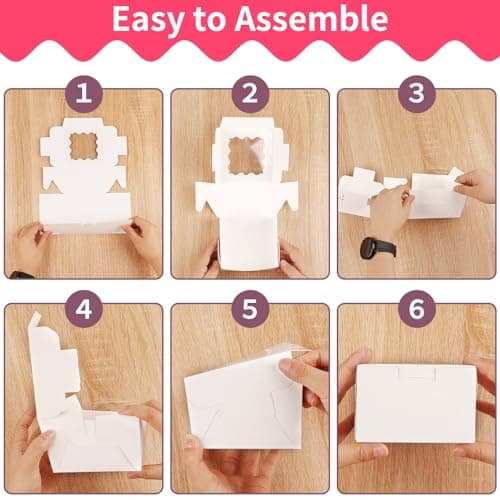 WINKIO 24pcs White Cookie Boxes, 4x4x2.5 Inches Bakery Boxes with Window, for Mini Cake Treat Dessert Pastry Donuts Macaroon Strawberries Chocolate Candy (with Stickers) - Image 5