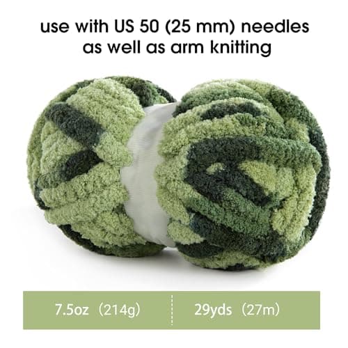 MABOZOO Tie Dye Chunky Yarn for Crocheting & Knitting, 8 Pack - Soft Plush Sage Green Fluffy Jumbo Chenille Yarn,Giant Thick Fuzzy Bulky(29 yds, 8 oz Each Skein) - Image 2