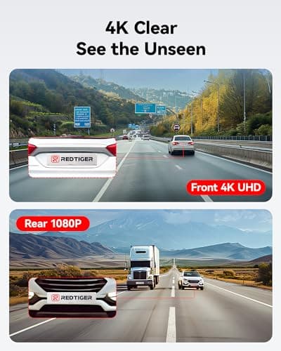 REDTIGER Dash Cam Front Rear, 4K/2.5K Full HD Dash Camera for Cars, Included 32GB Card, Built-in Wi-Fi GPS, 3.18” IPS Screen, Night Vision, 170°Wide Angle, WDR, 24H Parking Mode(F7NP) - Image 2