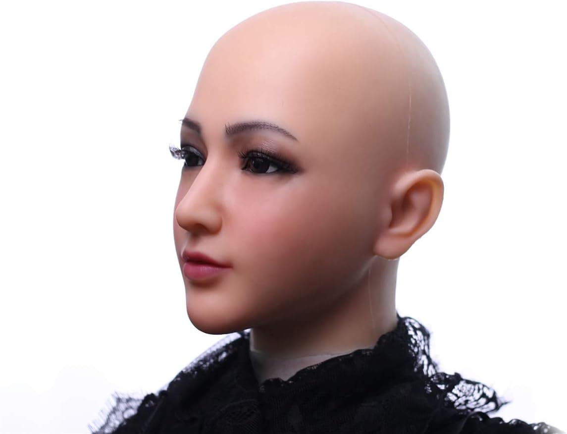 Silicone Female Mask Realistic Face with Makeup for Crossdressing Cosplay Halloween Masks Beige - Image 7