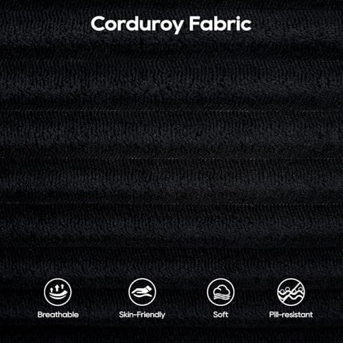 GNIXUU Corduroy Cloud Loveseat Sofa, 2 in 1 Convertible Sleeper Sofa with Fixed-Shape Frame, Comfy Folding Boneless Love Seat Couches for Living Room, Apartment, Small Spaces Black - Image 6