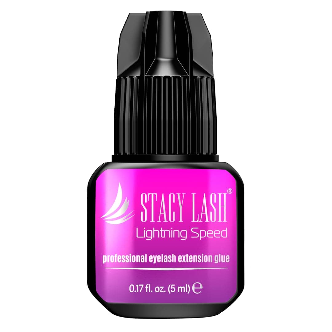 Lightning Speed Eyelash Extension Glue – Stacy Lash 5ml /0.17 fl.oz / 0.3 Sec Dry/Retention – 6-8 Weeks/Extra Strong Black Adhesive/Professional Supplies 0.17 Fl Oz (Pack of 1)