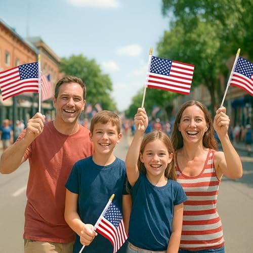 12 Pcs Small American Flags on Stick, 6x4 In 4th of July Decorations, Mini Patriotic USA Flag, Fourth of July Decorations, Hand Held July 4th Flag for Independence Day Supplies Favor Accessories - Image 7