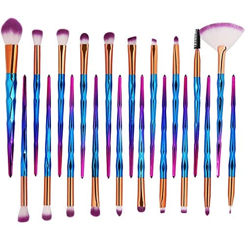 KOLIGHT Pack of 20pcs Cosmetic Eye Shadow Sponge Eyeliner Eyebrow Lip Nose Foundation Powder Makeup Brushes Sets (purple) - Image 2
