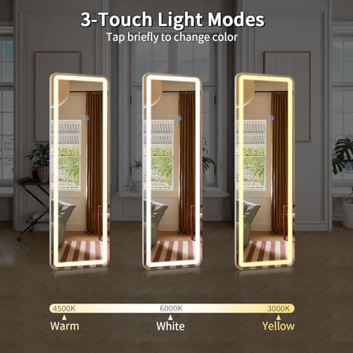 Koonmi Full Length Mirror Door Hanging with LED Lights 48"x16" - Image 3