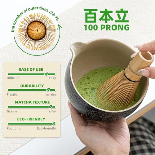 TEANAGOO Matcha Whisk Set Black,7 Pcs Matcha Set,Matcha Kit for Ceremony,Tradition Tea Set for Making Breakfast/Latte,Matcha Whisk Set with Bowl(Chawan)/Whisk and Holder,Gift for Family/Friend - Image 4