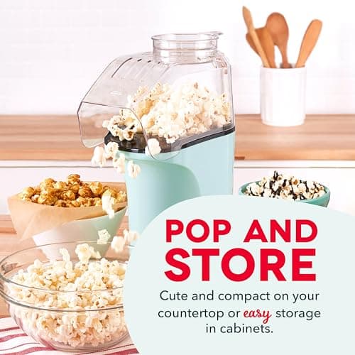 DASH Hot Air Popcorn Popper Maker with Measuring Cup to Portion Popping Corn Kernels + Melt Butter, 16 Cups - Aqua - Image 5