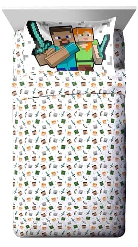 Jay Franco Minecraft Twin Comforter Set - 5 Piece Bedding Includes Sheet Set & Pillow Covers - Super Soft Kids Bedding Features Creeper & Zombie - Image 3