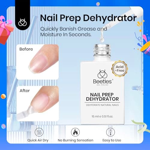 Beetles Tipex Gel Nail Kit Short Coffin Instant Apex Nail Tips & Beetles 15ml Nail Dehydrator and Primer - Image 7