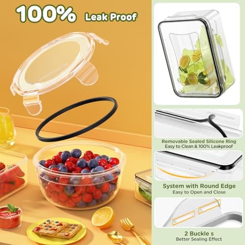 JSCARES 40 PCS Food Storage Containers with Lids Airtight (20 Lids &20 Containers) - Leakproof Meal-Prep Containers for Kitchen Storage Reusable Plastic Microwave/Dishwasher Safe with Labels & Pen - Image 3