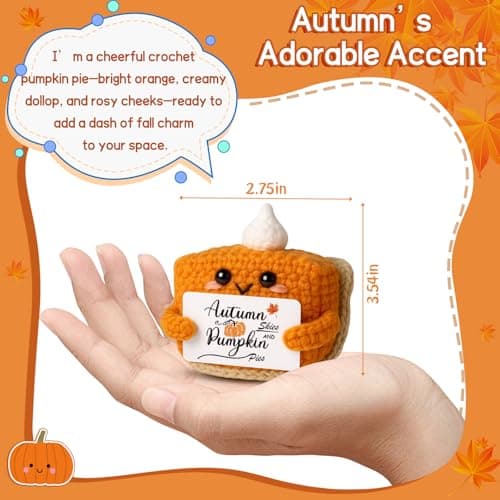 Fall Decor Mini Pumpkin Pie Crochet Doll, Small Autumn Season Holiday Pumpkin Items Plush Gift, Cute Halloween Thanksgiving Home Office Indoor Table Decoration, Christmas Stocking Stuffer Ornament - Image 2