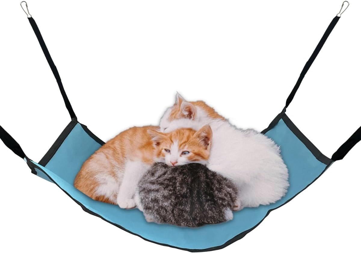 Cat Hammock for Cage Hanging ，Summer Breathable Coolness Oxford Cat Hammock Bed，with Straps and Metal Hooks Bed for Cats Small Dogs Rabbits - Image 2