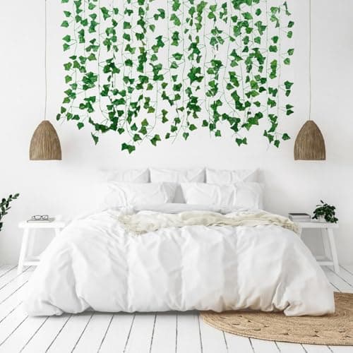 Freyalife Fake Vines for Room Decor(12 Pack 84 Feet) Aesthetic Artificial Plant Ivy Leaves Hanging Greenery Garlands for Home Bedroom Wall Wedding Christmas Party Office Patio Outdoor Garden Décor - Image 8