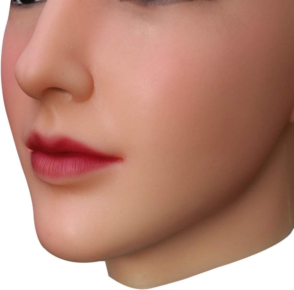 Silicone Female Mask Realistic Face with Makeup for Crossdressing Cosplay Halloween Masks Beige - Image 6