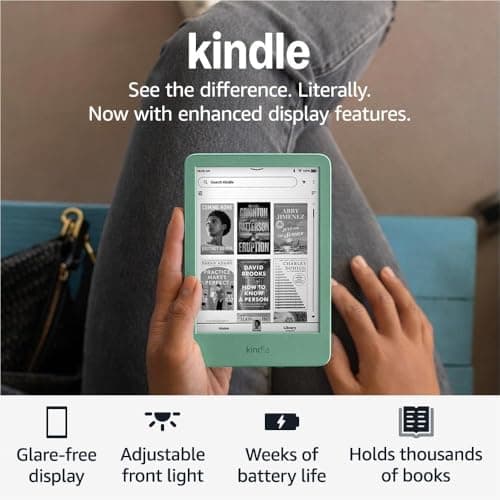 Like-New Amazon Kindle (16 GB) - Lightest and most compact Kindle, with glare-free display, faster page turns, adjustable front light, and long battery life - Matcha - Image 7
