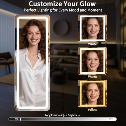 Koonmi Full Length Mirror Door Hanging with LED Lights 48"x16" - Image 4
