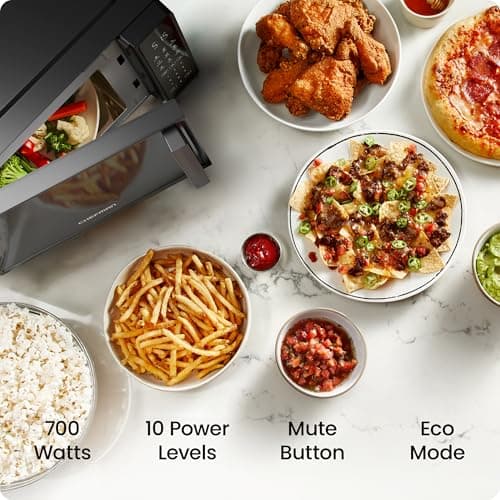 Chefman Countertop Microwave Oven 0.7 Cu. Ft., 700 Watts with 10 Power Levels, 6 Cooking Presets with One-Touch Express Cook, Eco Mode, Child Safety Lock, & Mute Button - Black - Image 2