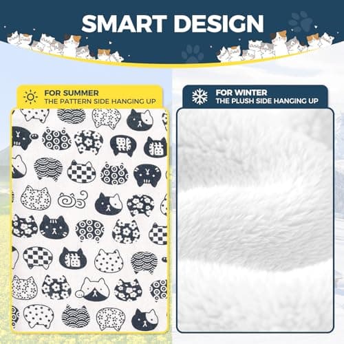 Cat Hammock for Cage Hanging Reversible 2Pack,Pet Hammock Bed Adjustable,Soft Sleeping Hammock for Cats,Ferret,Puppy,Rabbits,Small Animals (M, CAT) - Image 3