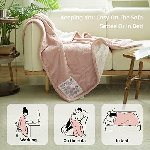GOTCOZY Heated Blanket Electric Throw 50''X60''- Soft Silky Plush Electric Blanket with 4 Heating Level & 3 Hour Auto Off Heating Blanket, ETL Certified Machine Washable (Rose Dust) - Image 3