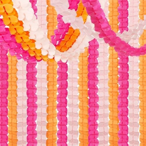 Amazon.com: Hot-Pink Burnt-Orange Fall Party-Decorations - 12pcs Streamers-Garland Birthday Baby Shower 4-Leaf Clover Paper Banners,Sunset Autumn Thanksgiving Bridal Wedding Graduation Backdrop Decor Ouruola : Home & Kitchen - Image 2