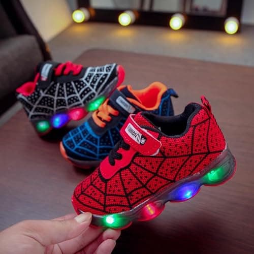 Toddler Boys Girls Light Up Shoes LED Lightweight Mesh Breathable Walking Sneakers(Red,8) - Image 9