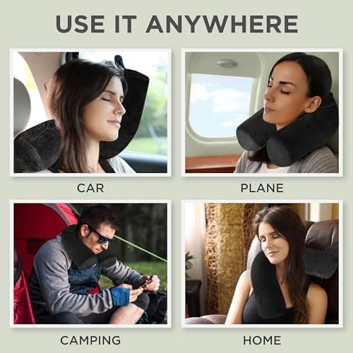 Dot&Dot Twist Memory Foam Travel Pillow for Airplanes - Travel Neck Pillow for Sleeping - Airplane Pillow for Neck Support, Chin, Lumbar and Leg - Adjustable, Bendable Neck Roll Pillow (Velvet Black) - Image 4