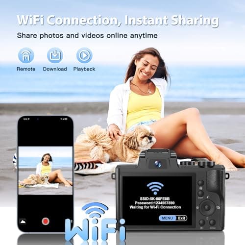IGXHAVIZ 8K Digital Cameras for Photography Autofocus, WiFi 88MP Vlogging Camera with Dual-Lens, Flash, 16X Digital Zoom, Touch Screen, Travel Camera Anti-Shake with Lens Hood, 64GB Card,2 Batteries - Image 4