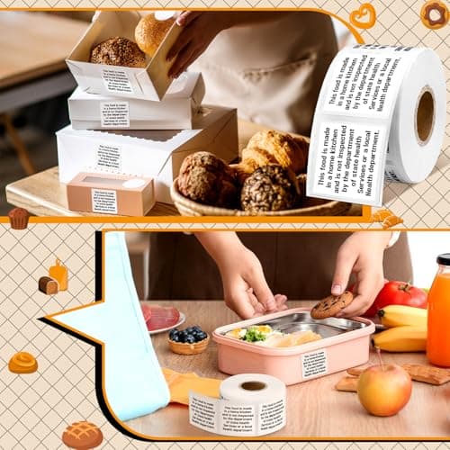 Janlaugh 500 Count Cottage Food Law Labels Stickers Made in a Home Kitchen Decal 1.5 Square Food Stickers Thermal Printed Labels for Home Kitchen - Image 4