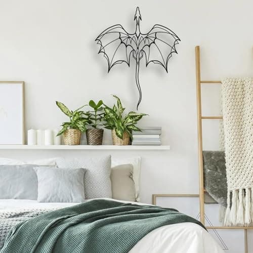 LIYOUYA Fantasy Dragon Metal Wall Decor - Black Simple Lines Dragon Wall Art Home Decor for Living Room, Bathroom, Bedroom, Dining Room, Porch, Farmhouse (Black) - Image 6