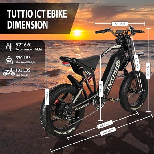 Tuttio Electric-Dirt-Bike for Adults-Teens, ICT Peak 4000W-43MPH-60V-25AH Electric Motorcycle 20" Fat-Tire-Electric-Bike for Mountain Snow Off-Road Fit Age 16+ - Image 7