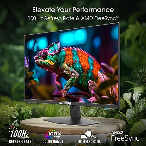 Sceptre New 27-inch Gaming Monitor 100Hz 1ms DisplayPort HDMI x2 100% sRGB AMD FreeSync Build-in Speakers, Eye Care Frameless Machine Black 2024 (E275W-FW100T) - Image 2