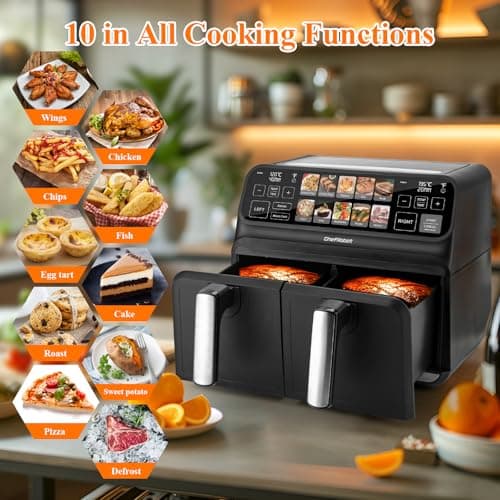 ChefRobot Dual Air Fryer 8 Quart TFT Touch Screen Non Toxic for Family Size/Kitchen/RV - Image 6