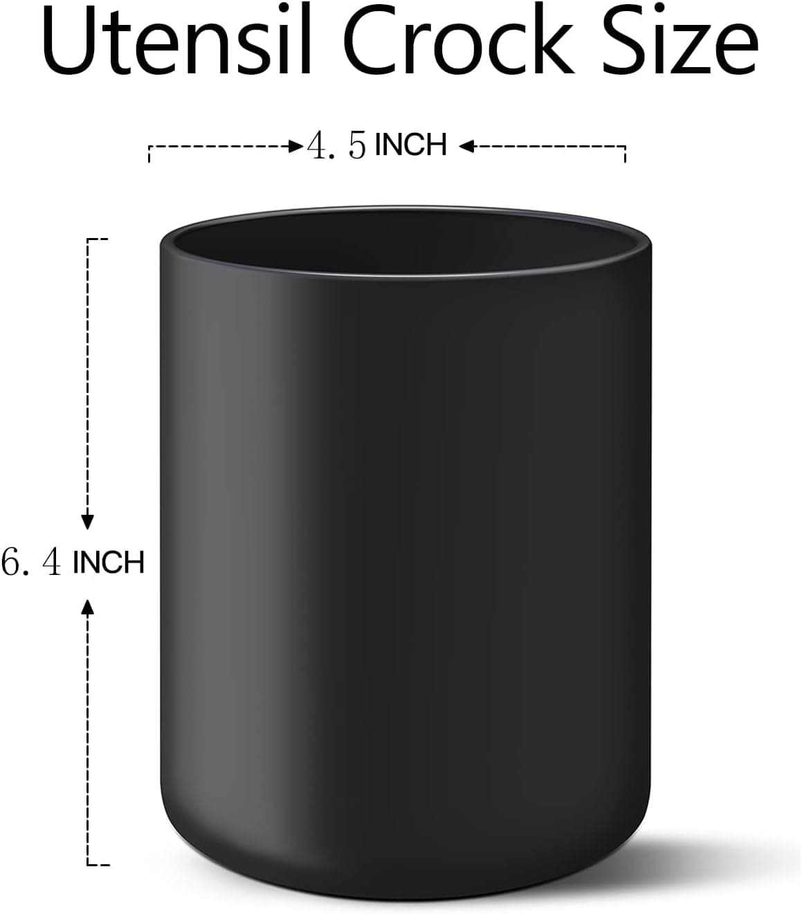 Black Kitchen Utensil Holder for Countertop, Matte Ceramic Utensils Crock for Kitchen Counter-top, Modern Spatula Holder, Cooking Utensil Holder Easy to Clean for Farmhouse 4.5×6.4 IN 6.4 INCH Black - Image 7