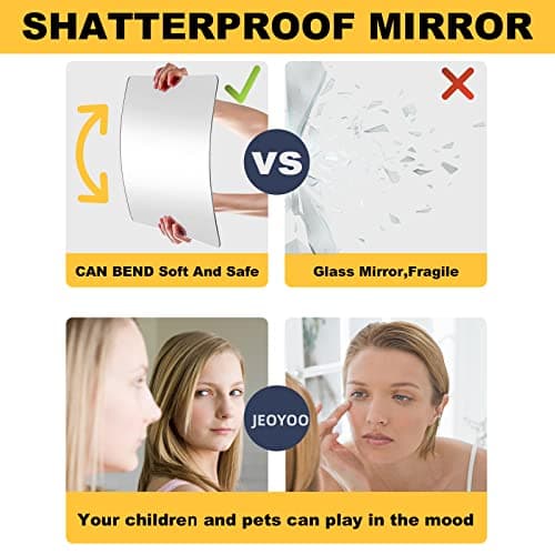JEOYOO Wall Mirror Full Length, on Door Mirrors, Cheap Mirror Acrylic, shatterproof Gym Mirrors for Home Gym, 8"X8"-4 Pcs, Workout Non Glass Mirrors for Bedroom, Over Door Mirror Kids - Image 6
