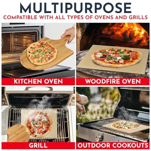 Pizza Stone for Oven Set - 15 x 12 inch Stone for Grill - 3PCS PizzaMaking Accessories - Large Pizza Oven Stones - Baking Stones for Bread and Pizzas - Image 7