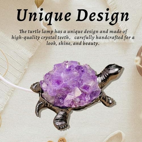 Runyangshi Natural Amethyst Turtle Night Lamp Healing Crystal Bedroom Bedside Table Lamp USB Port Home Decor Women Men Gift - Image 3