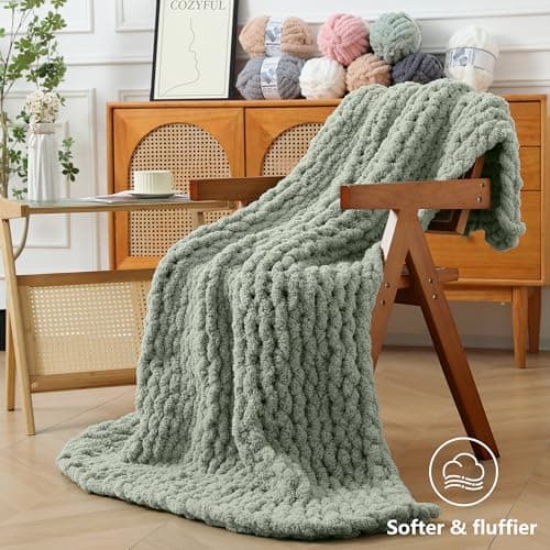 Cozyful Chunky Yarn for Hand Knitting - #10 Chunky Chenille Yarn, Jumbo Big Thick Chunky Yarns for Crocheting, Super Bulky Chunky Knit Blanket Yarns, 8 Skein (25 yds 8 oz Each Skein), Sage Green - Image 6