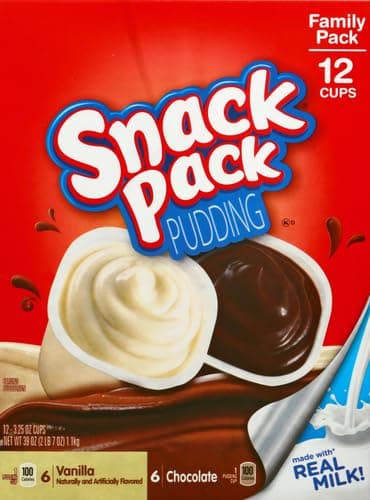 Snack Pack Chocolate and Vanilla Pudding Cups Family Pack, Lunchbox Snack, 12 Count (Pack of 1) - Image 4