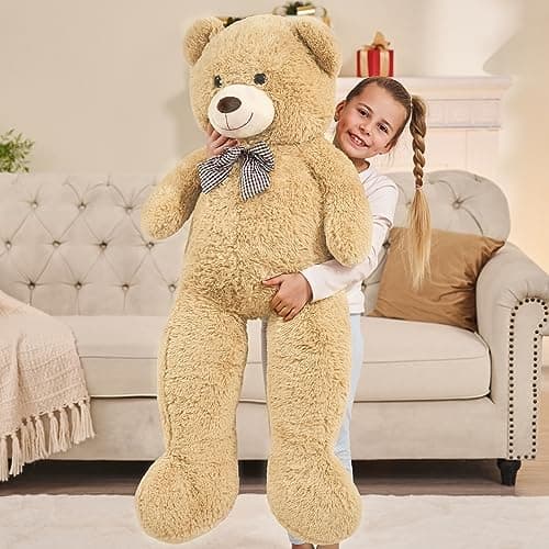 MaoGoLan Giant Big Teddy Bear 4 Feet 47 inch Life Size Tan Plush Bear Brown Stuffed Animal for Children Boyfriend - Image 5