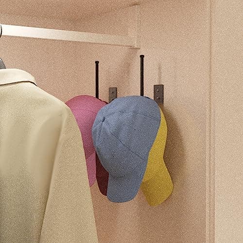 Durmmur 2 Pack Hat Racks for Baseball Caps, Stainless Steel Hat Organizer for Baseball Cap, Hat Holder Storage Organizer, Hat Hanger Strong Adhesive/Wall Drilled for Door, Bedroom, Closet(Black 6 in) - Image 9