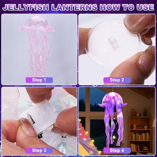 AWATIN Jellyfish Decor, 10 Pcs Jellyfish Lanterns - Hanging Jelly Fish Decoration for Mermaid Theme Party & Under The Sea Party Decorations, Birthday Gift Supplies for Women Girls Baby (5 Colors) - Image 6
