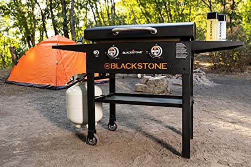 Blackstone 1883 Original 28” Griddle with Integrated Protective Hood and Counter Height Side Shelves, Powder Coated Steel, Black - Image 2