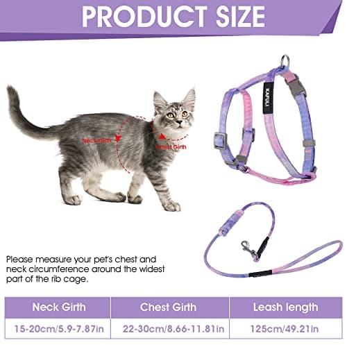 TIESOME Cat Harness and Leash Set, Adjustable Gradient Kitten Harness Escape Proof Harness with Leash for Kitty Outdoor Walking (Gradient Purple) - Image 2