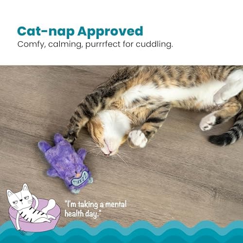 Catstages Purr Pillow Kitty Calming Cat Toy with Touch-Activated Purring and Soft Plush, Purple - Helps Reduce Stress & Provide Anxiety Relief for Cats - Image 2