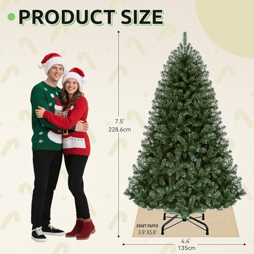GOOBED Prelit Green Christmas Tree 7.5FT with Remote Control, Pre-Lit Green Artificial Hinged Spruce Christmas Tree with 1450 Tips, 550 LED Lights and 11 Light-Modes for Home, Party Decoration - Image 9