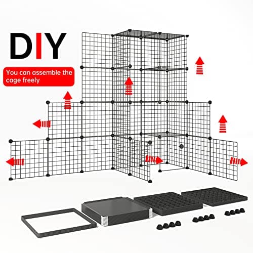 Eiiel Large Cat Cage, Enclosures Indoor with Balcony, DIY Playpen Detachable Metal Wire Kennels Crate 3x3x4 Large Exercise Place Ideal for 1-3 Cats - Image 7