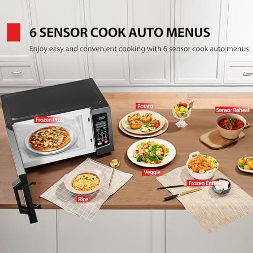 TOSHIBA EM131A5C-BS Countertop Microwave Ovens 1.2 Cu Ft, 12.4" Removable Turntable Smart Humidity Sensor 12 Auto Menus Mute Function ECO Mode Easy Clean Interior Black Color 1000W - Image 4