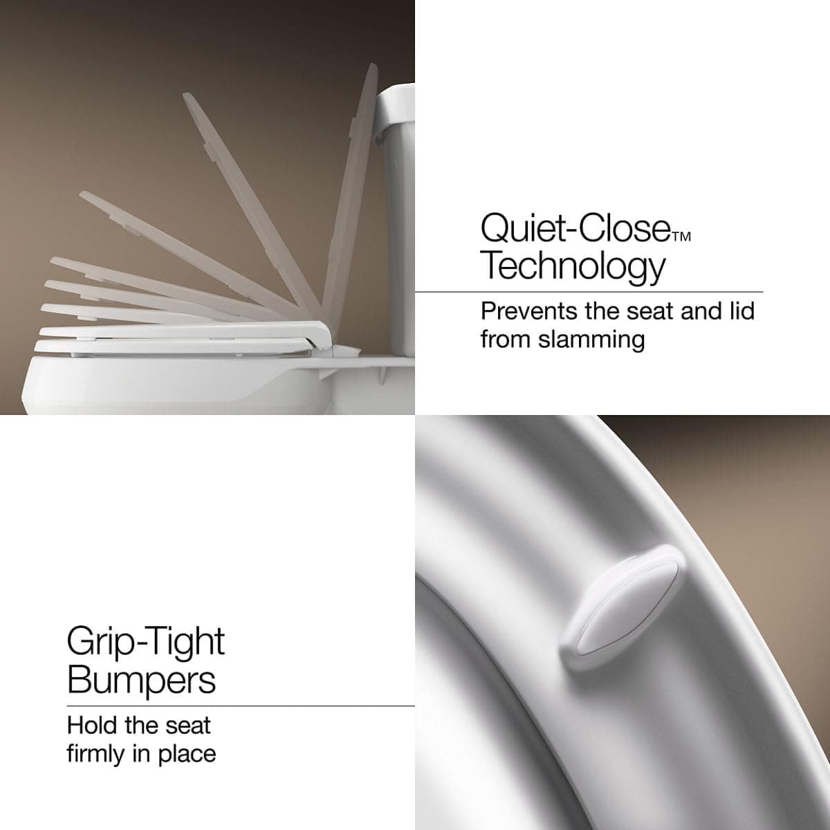 KOHLER 4636-RL-0 Cachet ReadyLatch Elongated Toilet Seat Slow Close, Soft Close Toilet Seat Quiet Lid, Contoured Grip-Tight Bumpers Installation Hardware, Apartment Essentials, White White Elongated Ready Latch - Image 6