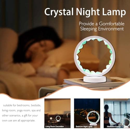 Runyangshi Natural Crystal Green Fluorite Round White Frame Tri-Color Ambient Light Home Decoration Night Light Mother's Day Gift - Image 6
